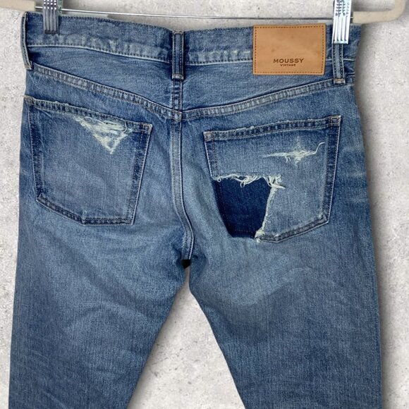 NEW Moussy Vintage Japanese Denim‎ Distressed Straight Blue Jeans Size 26 Button - Picture 15 of 16